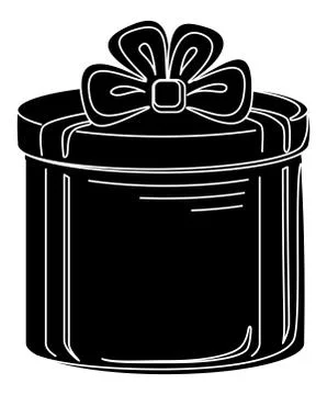 Gift box round, silhouette Stock Illustration