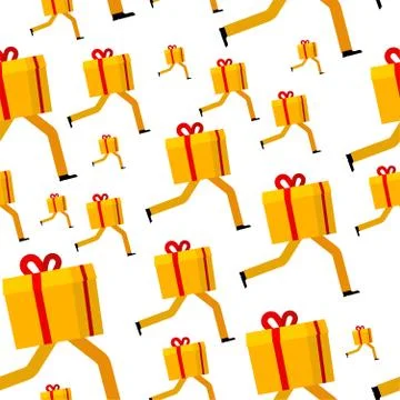 Gift box runs pattern seamless. Gift Delivery. Christmas present running back 스톡 일러스트