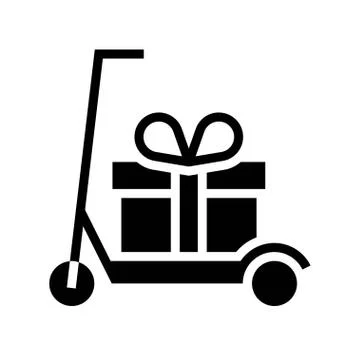 Gift box on scooter vector illustration, solid style icon イラスト素材