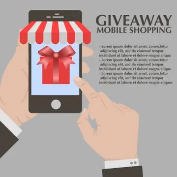 Gift box on screen smartphone Stock Illustration