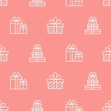 Gift box seamless pattern background with icons Stock Illustration