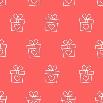 Gift box seamless pattern background with icons Stockillustratie
