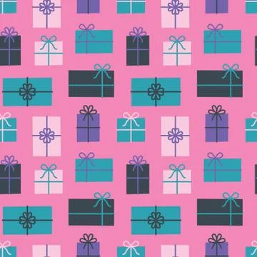 Gift box seamless pattern, Christmas presents. Vector illustration Illustrazione stock