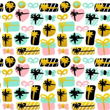 Gift Box Seamless Pattern 스톡 일러스트