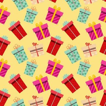 Gift box seamless pattern. 스톡 일러스트