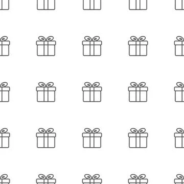 Gift box seamless pattern. Line art.  Christmas, New Year, holidays, birthday.. Stock Illustration