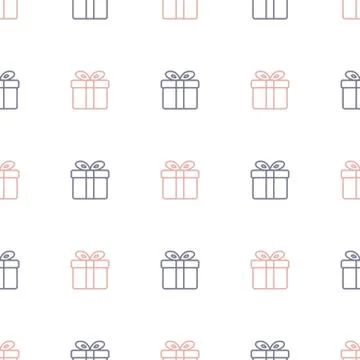 Gift box seamless pattern. Line art.  Christmas, New Year, holidays... 스톡 일러스트