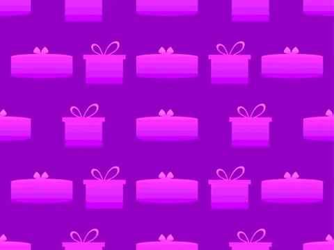 Gift box seamless pattern. Shades of purple, pepper color. Vector illustratio Illustrazione stock
