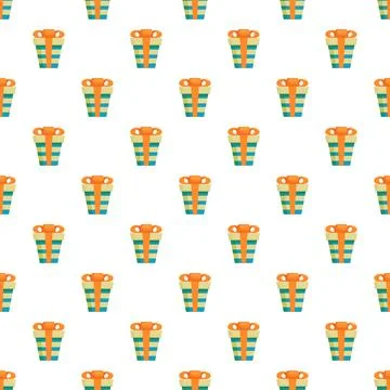 Gift box seamless pattern with stripes and ribbon Illustrazione stock