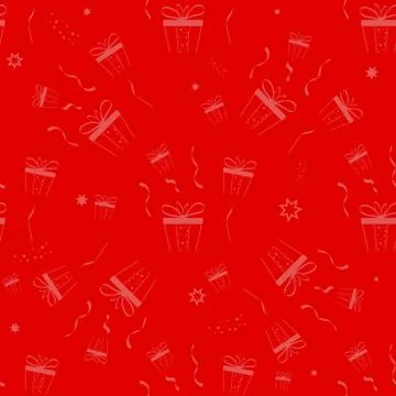 Gift box seamless pattern. Vector boxes with gifts and stars background for t Stock Illustration