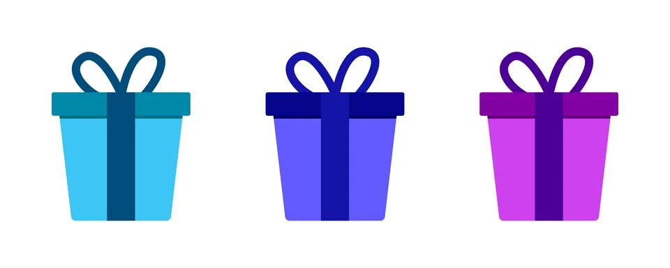 Gift box set. Gift box with cyan, blue, purple color Stock Illustration