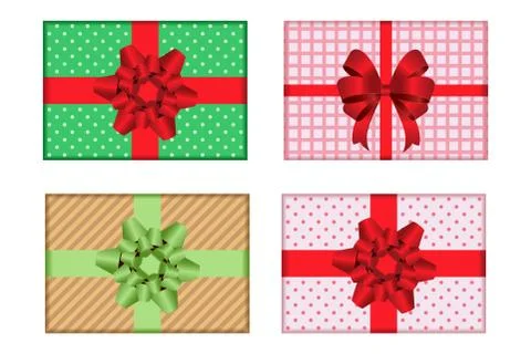 Gift box set vector illustration isolated on white background. Stock Illustration
