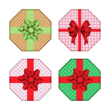 Gift box set vector illustration isolated on white background. Stock Illustration