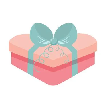 Gift box in the shape of heart with beautiful bow. Stock Illustration