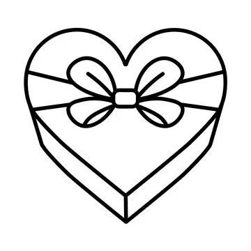 Gift box in the shape of heart icon. Parcel with ribbon bow. simple flat illu Stock Illustration