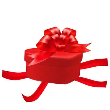 Gift box in the shape of a heart with a red bow on a white background. Red .. Stock Illustration