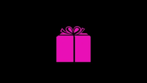 Gift box shape icon pink color animation on black background Stock Footage 279094033