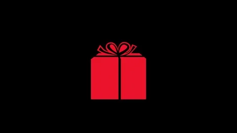 Gift box shape icon red color animation on black background Stock Footage 279094045
