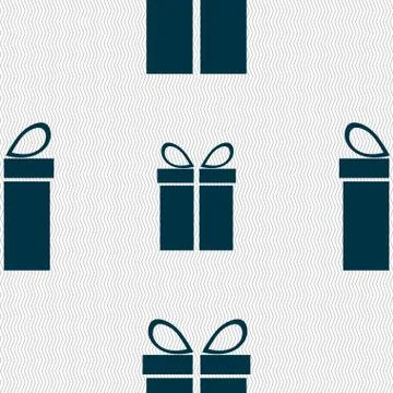 Gift box sign icon. Present symbol. Seamless abstract background with geometr Illustrazione stock