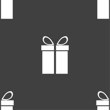 Gift box sign icon. Present symbol. Seamless pattern on a gray background. Ve Stock Illustration