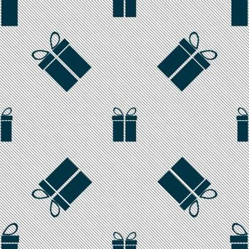 Gift box sign icon. Present symbol. Seamless pattern with geometric texture. イラスト素材