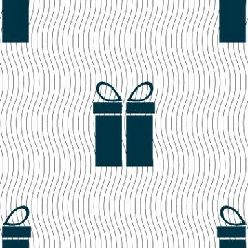 Gift box sign icon. Present symbol. Seamless pattern with geometric texture. イラスト素材