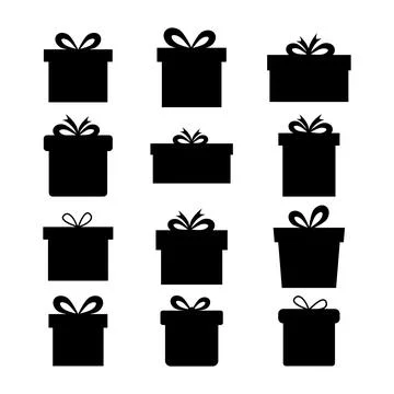 Gift box silhouette set. Stock Illustration