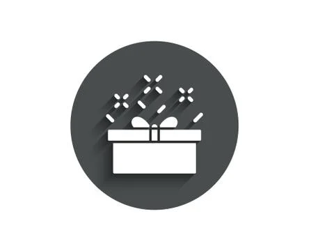 Gift box simple icon. Present sign. Stock Illustration