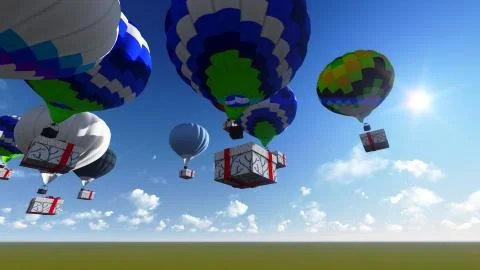 Gift box in the sky Stock Illustration