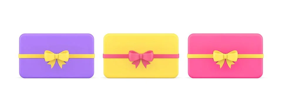 Gift box slim long rectangle package with bow ribbon for festive holiday cele Stock Illustration