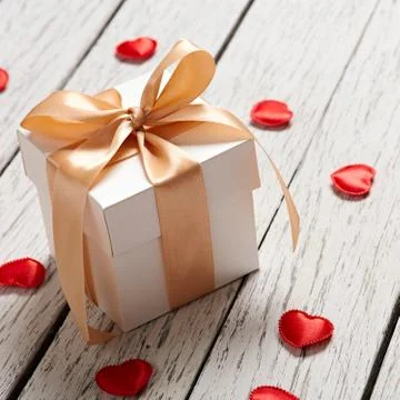 Gift box with small hearts Stock Photos