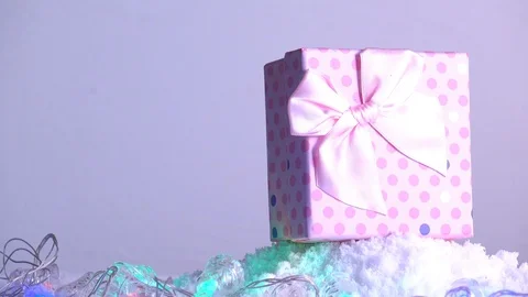 Gift box on snow for new year holiday international , in happy time Stock Footage 94351920