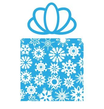 Gift box with snowflakes on white Illustrazione stock