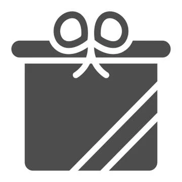 Gift box solid icon. Present box vector illustration isolated on white. Xmas 스톡 일러스트