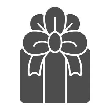 Gift box solid icon. Present with ribbon and bow. Birthday party vector design 스톡 일러스트