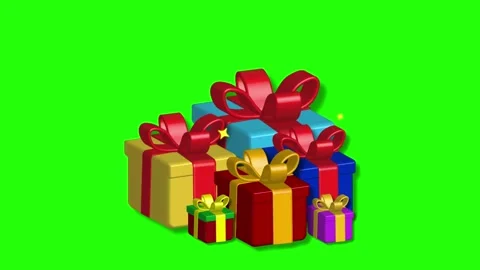 Gift box with sparkling sparks, animated gift stars appearing on 3d 4k alph.. Stock Footage 256797771