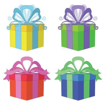 Gift box square, set Stock Illustration