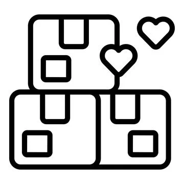 Gift box stack icon outline vector. Hand person イラスト素材