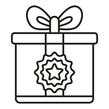 Gift box with star emblem and ribbon bow Stock Illustration