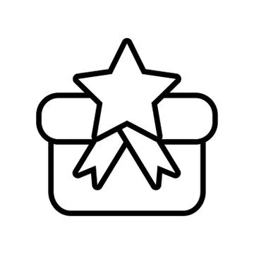 Gift box star ribbon present outline 스톡 일러스트