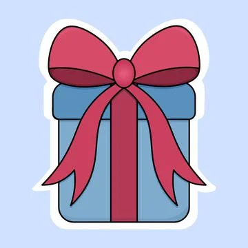 Gift in a box. Sticker on a white backing. Stock Illustration