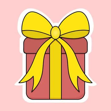 Gift in a box. Sticker on a white backing. Stock Illustration
