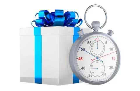 Gift box with Stopwatch, 3D rendering Illustrazione stock