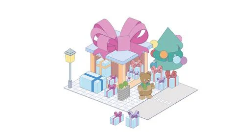 Gift box store 스톡 일러스트