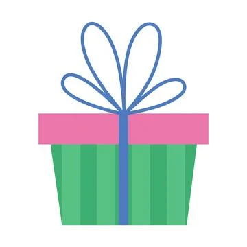 Gift box with striped wrapper, ribbon and bow. Christmas and birthday holid.. Stock Illustration