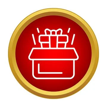 Gift box surprise with reward inside icon Stock Illustration