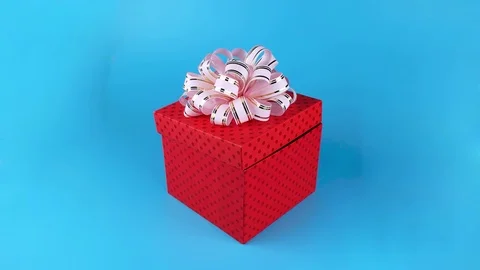 Gift box surprise, white bunny with pink bow Stock Footage 71202792