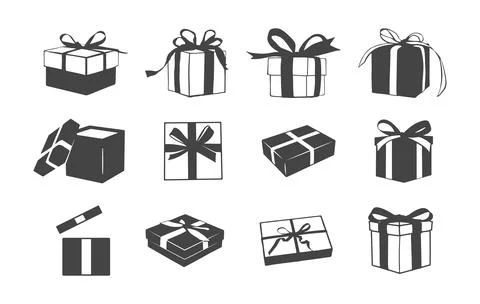Gift box svg, Gift box silhouette, Birthday gift svg Stock Illustration
