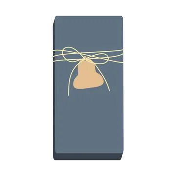Gift box with tag in bell shape. Design for greeting card, banner, poster. Ve 스톡 일러스트