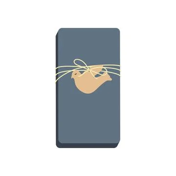 Gift box with tag in bird shape. Design for greeting card, banner, poster. Ve 스톡 일러스트